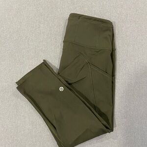 Lululemon High-Rise Olive Green Capri Leggings Size 6 Cropped Activewear Pants